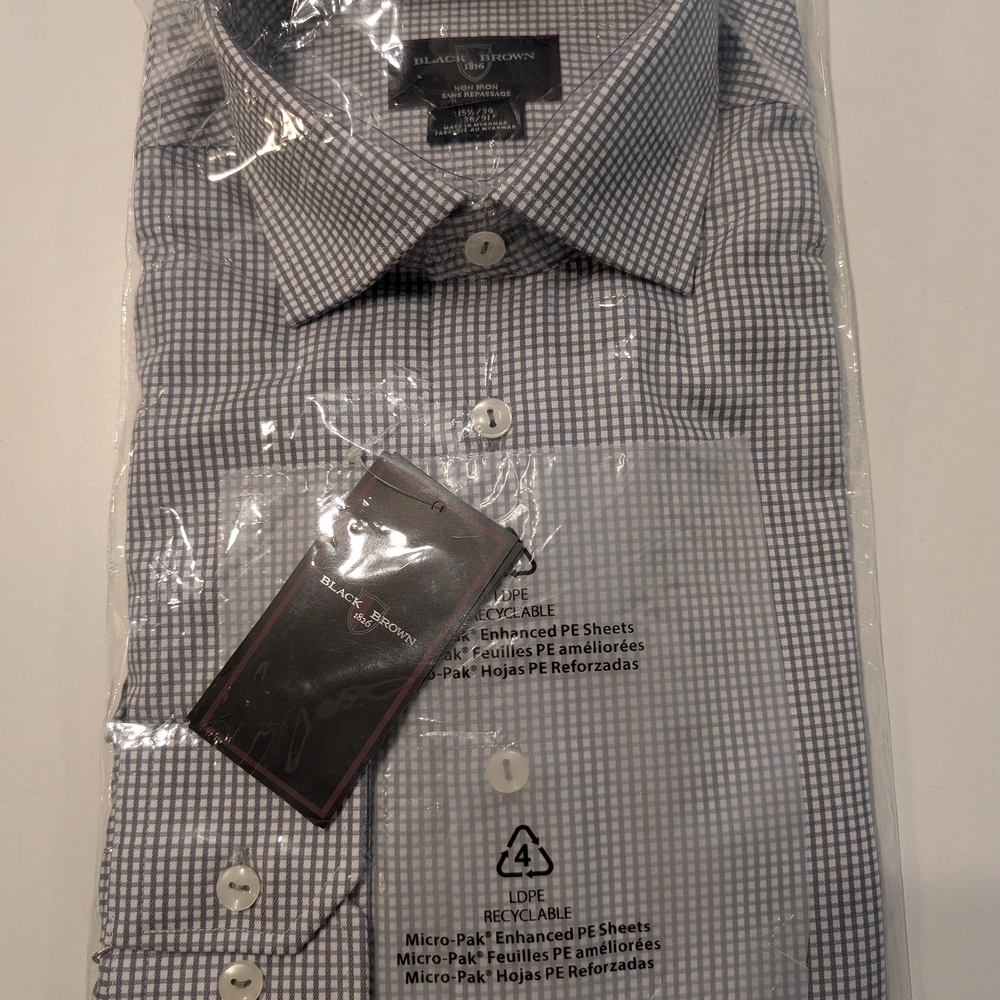 Black Brown 1826 Gray Checkered Dress Shirt
